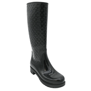 LOUIS VUITTON | Black Splash Monogram Rubber Rain Boots