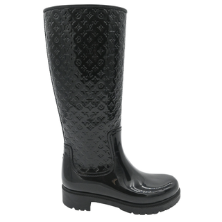 LOUIS VUITTON | Black Splash Monogram Rubber Rain Boots