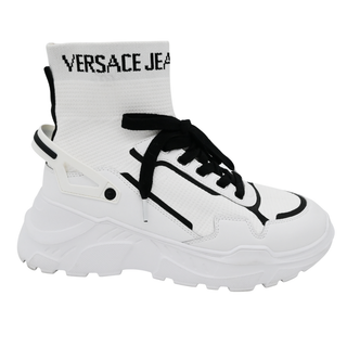 VERSACE JEANS COUTURE | White & Black Logo Sock Sneakers