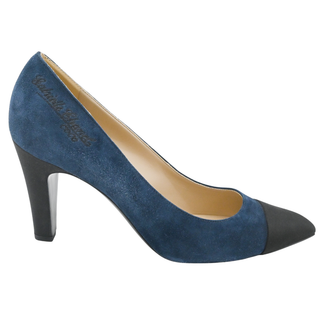 CHANEL | Gabrielle Blue Suede Cap-Toe CC Pumps