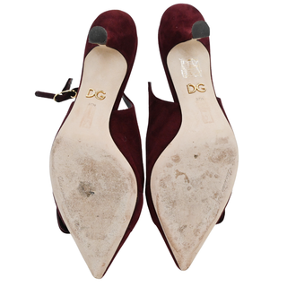 DOLCE & GABBANA | Burgundy Suede Rhinestone Slingback Heels