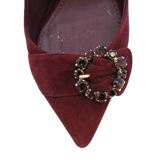DOLCE & GABBANA | Burgundy Suede Rhinestone Slingback Heels