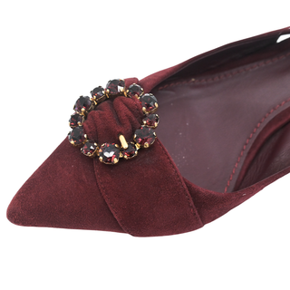 DOLCE & GABBANA | Burgundy Suede Rhinestone Slingback Heels