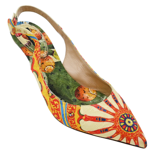 DOLCE & GABBANA | Multicolored Floral Canvas Slingback Heels