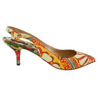 DOLCE & GABBANA | Multicolored Floral Canvas Slingback Heels