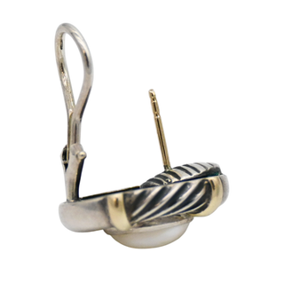 DAVID YURMAN | Two-Tone Oval Pearl Earrings