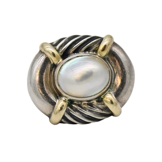 DAVID YURMAN | Two-Tone Oval Pearl Earrings