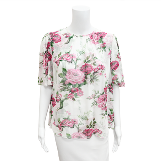 CAROLINA HERRERA | Gathered Floral Print Silk Blouse