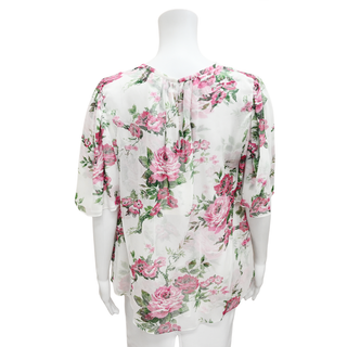 CAROLINA HERRERA | Gathered Floral Print Silk Blouse