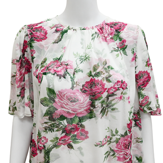 CAROLINA HERRERA | Gathered Floral Print Silk Blouse