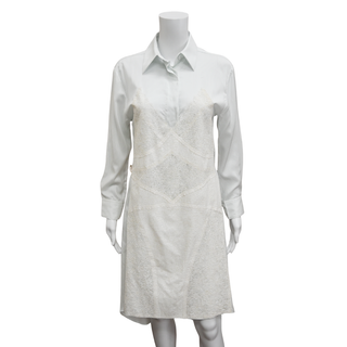 FENDI | Striped Lace Detail Shirt Dress