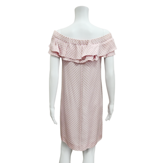 RED VALENTINO | Pink Polka-Dot Off-the-Shoulder Dress