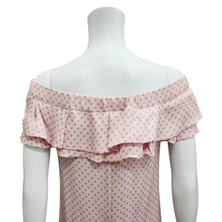 RED VALENTINO | Pink Polka-Dot Off-the-Shoulder Dress
