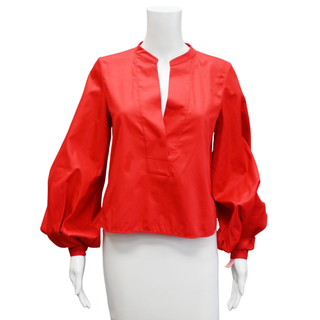 KHAITE | Suzanne Red Cotton Poplin Blouse