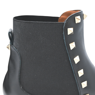 VALENTINO | Black Leather Rockstud Ankle Booties