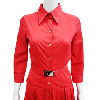 PRADA | Raspberry Cotton Blend Shirt Dress