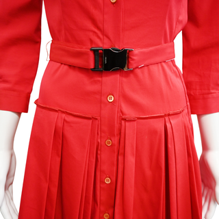 PRADA | Raspberry Cotton Blend Shirt Dress