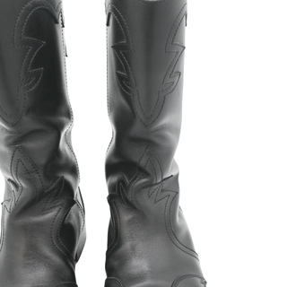CHANEL | Black Leather CC Western Boots
