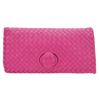 BOTTEGA VENETA | Pink Intrecciato Leather Clutch Bag