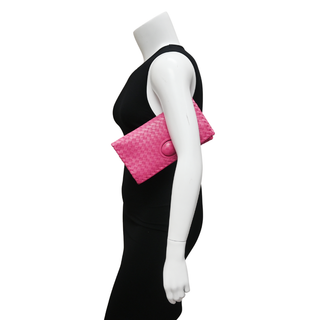BOTTEGA VENETA | Pink Intrecciato Leather Clutch Bag