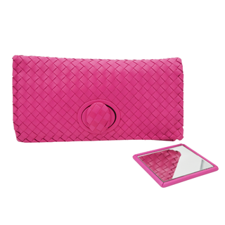 BOTTEGA VENETA | Pink Intrecciato Leather Clutch Bag