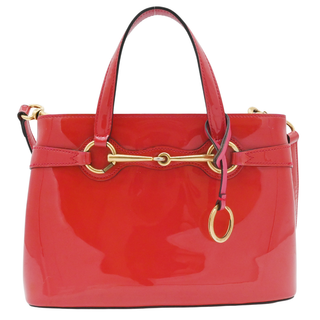 GUCCI | Bright Bit Red Patent Horsebit Satchel Bag