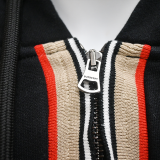 BURBERRY | Black Icon Stripe Lexington Zip Hoodie