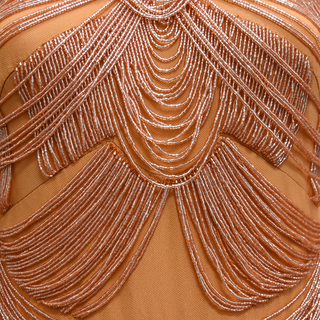 ZUHAIR MURAD | Dusty Orange Embellished Fringe Mini Dress