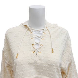 CELINE | Cream Triomphe Terrycloth Hoodie