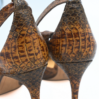 ALEXANDRE BIRMAN | Clarita Ankle-Wrap Snakeskin Heels