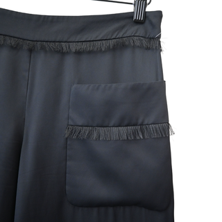 CHANEL | Midnight Satin Fringed Trim Pants