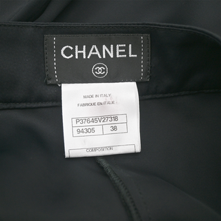 CHANEL | Midnight Satin Fringed Trim Pants