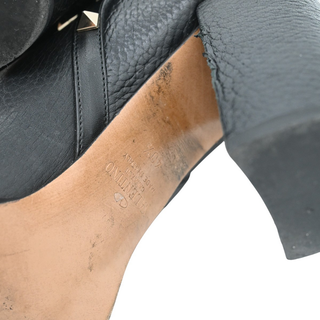 VALENTINO | Rockstud Strap Black Leather Booties