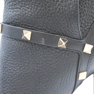VALENTINO | Rockstud Strap Black Leather Booties