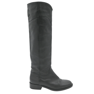 CHANEL | CC Black Leather Riding Boots