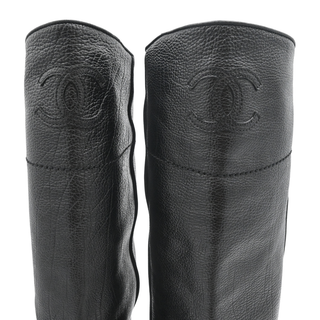 CHANEL | CC Black Leather Riding Boots