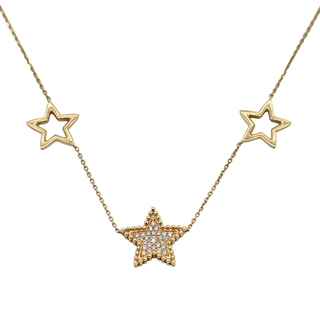 14K Yellow Gold Diamond Star Necklace