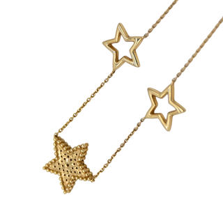 14K Yellow Gold Diamond Star Necklace