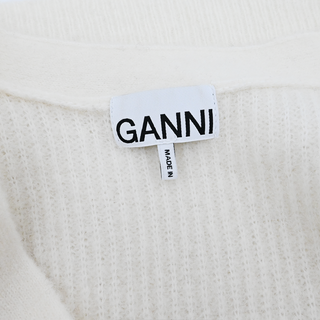 GANNI | Egret Soft Wool Knit Cardigan