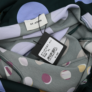 ST JOHN | Collage Dot Colorblock Midi Wrap Dress