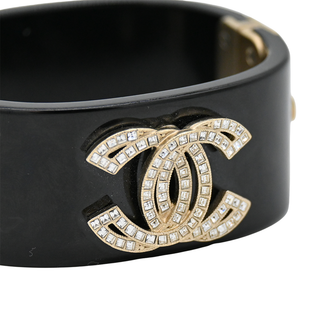 CHANEL | Black Resin CC Crystal Bracelet