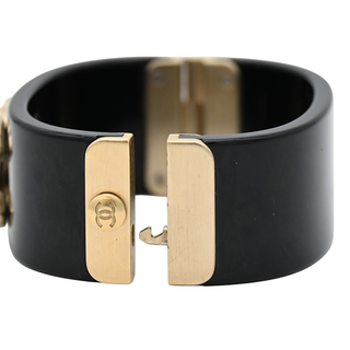 CHANEL | Black Resin CC Crystal Bracelet