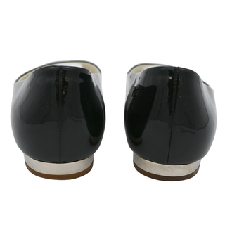 CHANEL | Black Patent Peep-Toe Flats