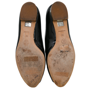 CHANEL | Black Patent Peep-Toe Flats