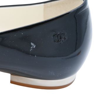 CHANEL | Black Patent Peep-Toe Flats