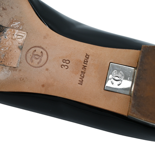 CHANEL | Black Patent Peep-Toe Flats