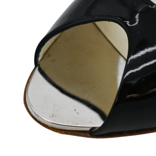 CHANEL | Black Patent Peep-Toe Flats