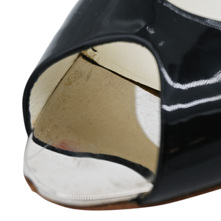 CHANEL | Black Patent Peep-Toe Flats