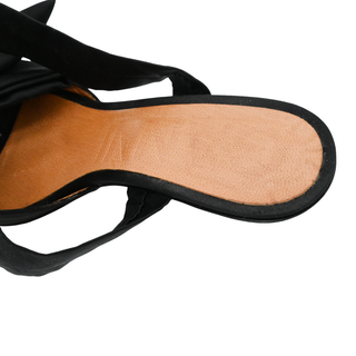 GANNI | Black Bow Satin Ankle Wrap Heels