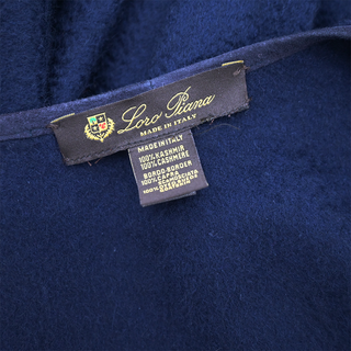 LORO PIANA | Navy Blue Suede-Trim Cashmere Cape